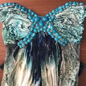 Sky Turquoise Mermaid Print Maxi